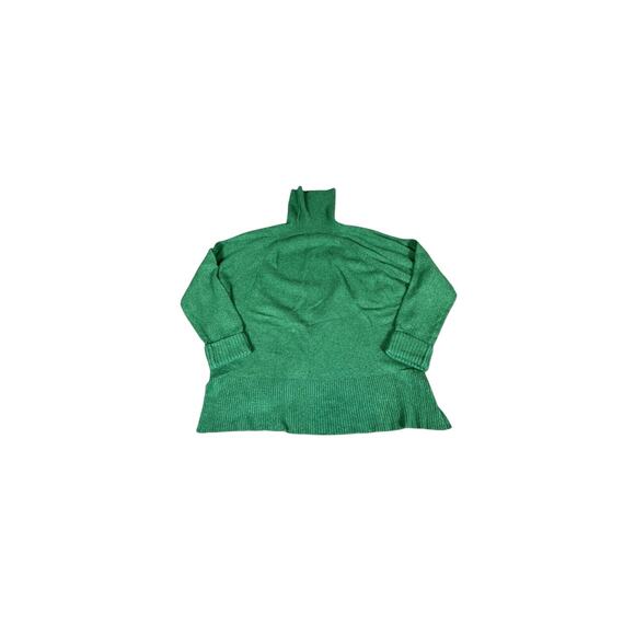 J. Crew Turtleneck Sweater Womens L Wool Alpaca Blend Soft Knit Green Holiday - Picture 1 of 5